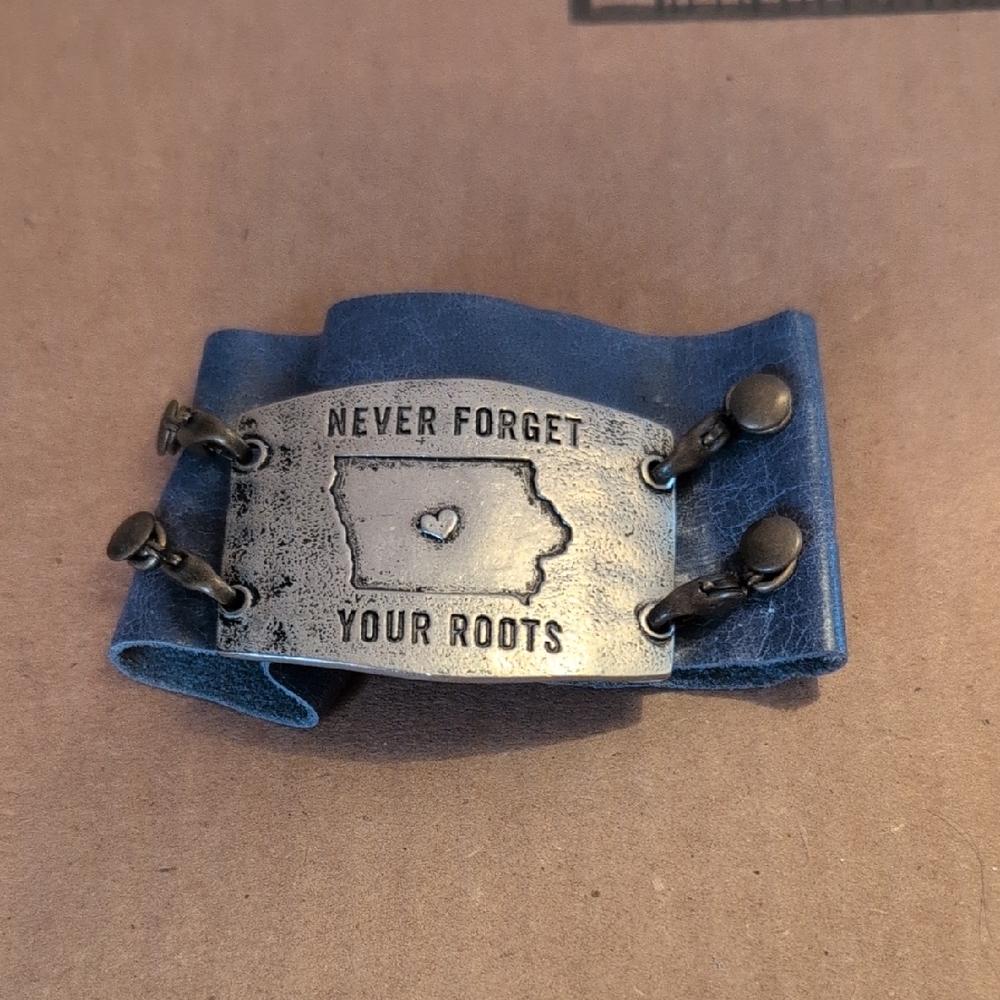 Lavendar Leather Bracelet with Silver Plate